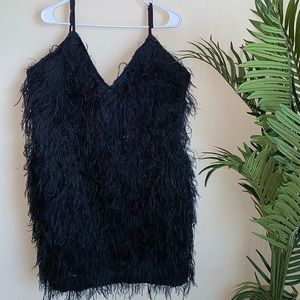 Pretty Little Thing Ostrich feather mini dress